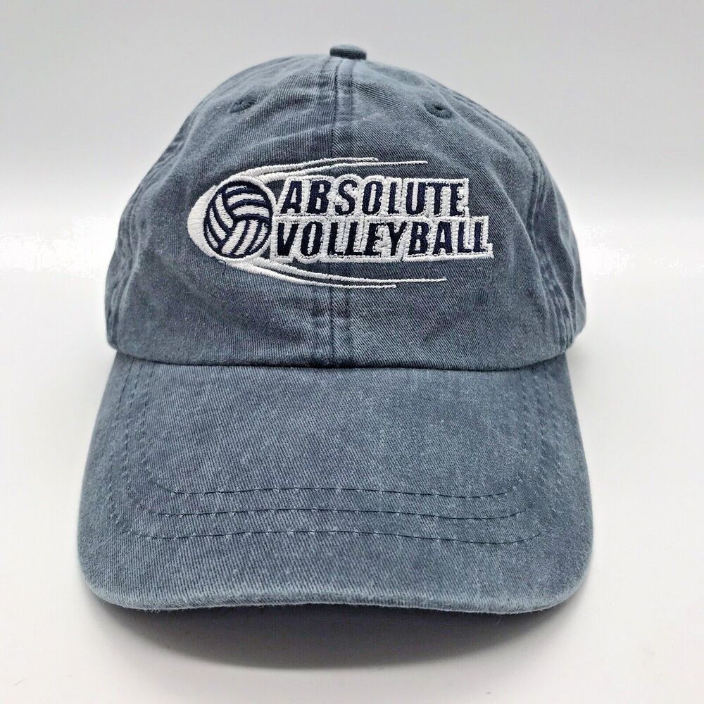 Adams Brand Absolute Volleyball Adjustable Adult Baseball Cap Blue Denim Logo